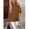 Zeagoo Women’s Turtleneck Sweater Long Sleeve Casual Knit Pullover Top 2026 | Side Spilt Hem, Soft Chunky Jumper Top, Ribbed Cuff Hem, Fall Fashion Outfits, Basic Winter Clothing for Dressy Office Work(Light Brown)