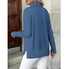 Zeagoo Women’s Turtleneck Sweater Long Sleeve Casual Knit Pullover Top 2026 | Side Spilt Hem, Soft Chunky Jumper Top, Ribbed Cuff Hem, Fall Fashion Outfits, Basic Winter Clothing for Dressy Office Work(Deep Blue)