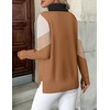 Zeagoo Women’s Turtleneck Sweater Long Sleeve Casual Knit Pullover Top 2026 | Side Spilt Hem, Soft Chunky Jumper Top, Ribbed Cuff Hem, Fall Fashion Outfits, Basic Winter Clothing for Dressy Office Work(Jh556-color Block)
