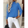 Zeagoo Women’s Turtleneck Sweater Long Sleeve Casual Knit Pullover Top 2026 | Side Spilt Hem, Soft Chunky Jumper Top, Ribbed Cuff Hem, Fall Fashion Outfits, Basic Winter Clothing for Dressy Office Work(Bright Blue)