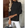 Zeagoo Women’s Turtleneck Sweater Long Sleeve Casual Knit Pullover Top 2026 | Side Spilt Hem, Soft Chunky Jumper Top, Ribbed Cuff Hem, Fall Fashion Outfits, Basic Winter Clothing for Dressy Office Work(Black)