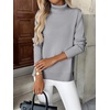 Zeagoo Women’s Turtleneck Sweater Long Sleeve Casual Knit Pullover Top 2026 | Side Spilt Hem, Soft Chunky Jumper Top, Ribbed Cuff Hem, Fall Fashion Outfits, Basic Winter Clothing for Dressy Office Work(Light Grey)