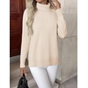 Zeagoo Women’s Turtleneck Sweater Long Sleeve Casual Knit Pullover Top 2026 | Side Spilt Hem, Soft Chunky Jumper Top, Ribbed Cuff Hem, Fall Fashion Outfits, Basic Winter Clothing for Dressy Office Work(Beige)