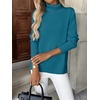 Zeagoo Women’s Turtleneck Sweater Long Sleeve Casual Knit Pullover Top 2026 | Side Spilt Hem, Soft Chunky Jumper Top, Ribbed Cuff Hem, Fall Fashion Outfits, Basic Winter Clothing for Dressy Office Work(Peacock Blue)