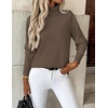 Zeagoo Women’s Turtleneck Sweater Long Sleeve Casual Knit Pullover Top 2026 | Side Spilt Hem, Soft Chunky Jumper Top, Ribbed Cuff Hem, Fall Fashion Outfits, Basic Winter Clothing for Dressy Office Work(Brown)