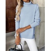 Zeagoo Women’s Turtleneck Sweater Long Sleeve Casual Knit Pullover Top 2026 | Side Spilt Hem, Soft Chunky Jumper Top, Ribbed Cuff Hem, Fall Fashion Outfits, Basic Winter Clothing for Dressy Office Work(Blue)