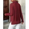 Zeagoo Women’s Turtleneck Sweater Long Sleeve Casual Knit Pullover Top 2026 | Side Spilt Hem, Soft Chunky Jumper Top, Ribbed Cuff Hem, Fall Fashion Outfits, Basic Winter Clothing for Dressy Office Work(Deep Red)