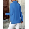 Zeagoo Women’s Turtleneck Sweater Long Sleeve Casual Knit Pullover Top 2026 | Side Spilt Hem, Soft Chunky Jumper Top, Ribbed Cuff Hem, Fall Fashion Outfits, Basic Winter Clothing for Dressy Office Work(Bright Blue)
