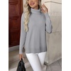Zeagoo Women’s Turtleneck Sweater Long Sleeve Casual Knit Pullover Top 2026 | Side Spilt Hem, Soft Chunky Jumper Top, Ribbed Cuff Hem, Fall Fashion Outfits, Basic Winter Clothing for Dressy Office Work(Light Grey)