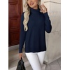 Zeagoo Women’s Turtleneck Sweater Long Sleeve Casual Knit Pullover Top 2026 | Side Spilt Hem, Soft Chunky Jumper Top, Ribbed Cuff Hem, Fall Fashion Outfits, Basic Winter Clothing for Dressy Office Work(Navy Blue)