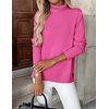 Zeagoo Women’s Turtleneck Sweater Long Sleeve Casual Knit Pullover Top 2026 | Side Spilt Hem, Soft Chunky Jumper Top, Ribbed Cuff Hem, Fall Fashion Outfits, Basic Winter Clothing for Dressy Office Work(Hot Pink)
