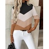 Zeagoo Women’s Turtleneck Sweater Long Sleeve Casual Knit Pullover Top 2026 | Side Spilt Hem, Soft Chunky Jumper Top, Ribbed Cuff Hem, Fall Fashion Outfits, Basic Winter Clothing for Dressy Office Work(Jh556-color Block)