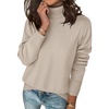 Zeagoo Women’s Turtleneck Sweater Long Sleeve Casual Knit Pullover Top 2026 | Side Spilt Hem, Soft Chunky Jumper Top, Ribbed Cuff Hem, Fall Fashion Outfits, Basic Winter Clothing for Dressy Office Work(Apricot)