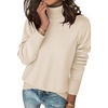 Zeagoo Women’s Turtleneck Sweater Long Sleeve Casual Knit Pullover Top 2026 | Side Spilt Hem, Soft Chunky Jumper Top, Ribbed Cuff Hem, Fall Fashion Outfits, Basic Winter Clothing for Dressy Office Work(Beige)