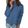 Zeagoo Women’s Turtleneck Sweater Long Sleeve Casual Knit Pullover Top 2026 | Side Spilt Hem, Soft Chunky Jumper Top, Ribbed Cuff Hem, Fall Fashion Outfits, Basic Winter Clothing for Dressy Office Work(Deep Blue)