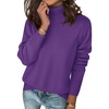Zeagoo Women’s Turtleneck Sweater Long Sleeve Casual Knit Pullover Top 2026 | Side Spilt Hem, Soft Chunky Jumper Top, Ribbed Cuff Hem, Fall Fashion Outfits, Basic Winter Clothing for Dressy Office Work(Dark Purple)