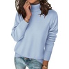 Zeagoo Women’s Turtleneck Sweater Long Sleeve Casual Knit Pullover Top 2026 | Side Spilt Hem, Soft Chunky Jumper Top, Ribbed Cuff Hem, Fall Fashion Outfits, Basic Winter Clothing for Dressy Office Work(Blue)