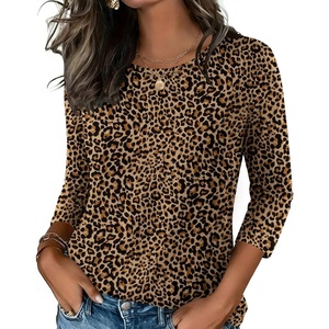 Zeagoo Women’s Casual 3/4 Sleeve T-Shirts Round Neck Tunic Tops Work Blouse | Basic tees, 3/4 length sleeve shirts, Business casual outfits, Boho tops, 2026 fall fashion clothes, Ladies blouses(Leopard Print-an136)