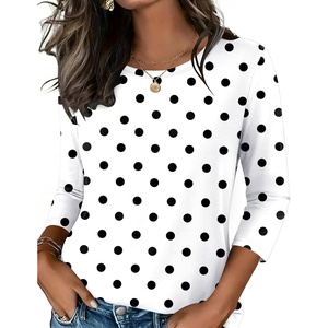 Zeagoo Women’s Casual 3/4 Sleeve T-Shirts Round Neck Tunic Tops Work Blouse | Basic tees, 3/4 length sleeve shirts, Business casual outfits, Boho tops, 2026 fall fashion clothes, Ladies blouses(Polka Dots-jh592)