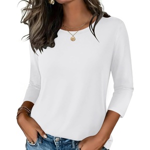 Zeagoo Women’s Casual 3/4 Sleeve T-Shirts Round Neck Tunic Tops Work Blouse | Basic tees, 3/4 length sleeve shirts, Business casual outfits, Boho tops, 2026 fall fashion clothes, Ladies blouses(White)