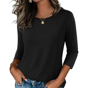 Zeagoo Women’s Casual 3/4 Sleeve T-Shirts Round Neck Tunic Tops Work Blouse | Basic tees, 3/4 length sleeve shirts, Business casual outfits, Boho tops, 2026 fall fashion clothes, Ladies blouses(Black)