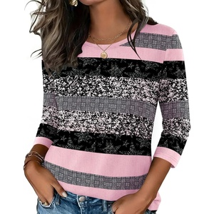 Zeagoo Women’s Casual 3/4 Sleeve T-Shirts Round Neck Tunic Tops Work Blouse | Basic tees, 3/4 length sleeve shirts, Business casual outfits, Boho tops, 2026 fall fashion clothes, Ladies blouses(Pink Stripe-tz245)