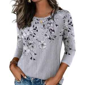 Zeagoo Women’s Casual 3/4 Sleeve T-Shirts Round Neck Tunic Tops Work Blouse | Basic tees, 3/4 length sleeve shirts, Business casual outfits, Boho tops, 2026 fall fashion clothes, Ladies blouses(Dh62)