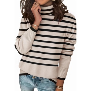 Zeagoo Women’s Turtleneck Sweater Long Sleeve Casual Knit Pullover Top 2026 | Side Spilt Hem, Soft Chunky Jumper Top, Ribbed Cuff Hem, Fall Fashion Outfits, Basic Winter Clothing for Dressy Office Work(Pat2)