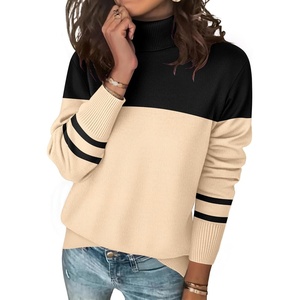 Zeagoo Women’s Turtleneck Sweater Long Sleeve Casual Knit Pullover Top 2026 | Side Spilt Hem, Soft Chunky Jumper Top, Ribbed Cuff Hem, Fall Fashion Outfits, Basic Winter Clothing for Dressy Office Work(Pat1)