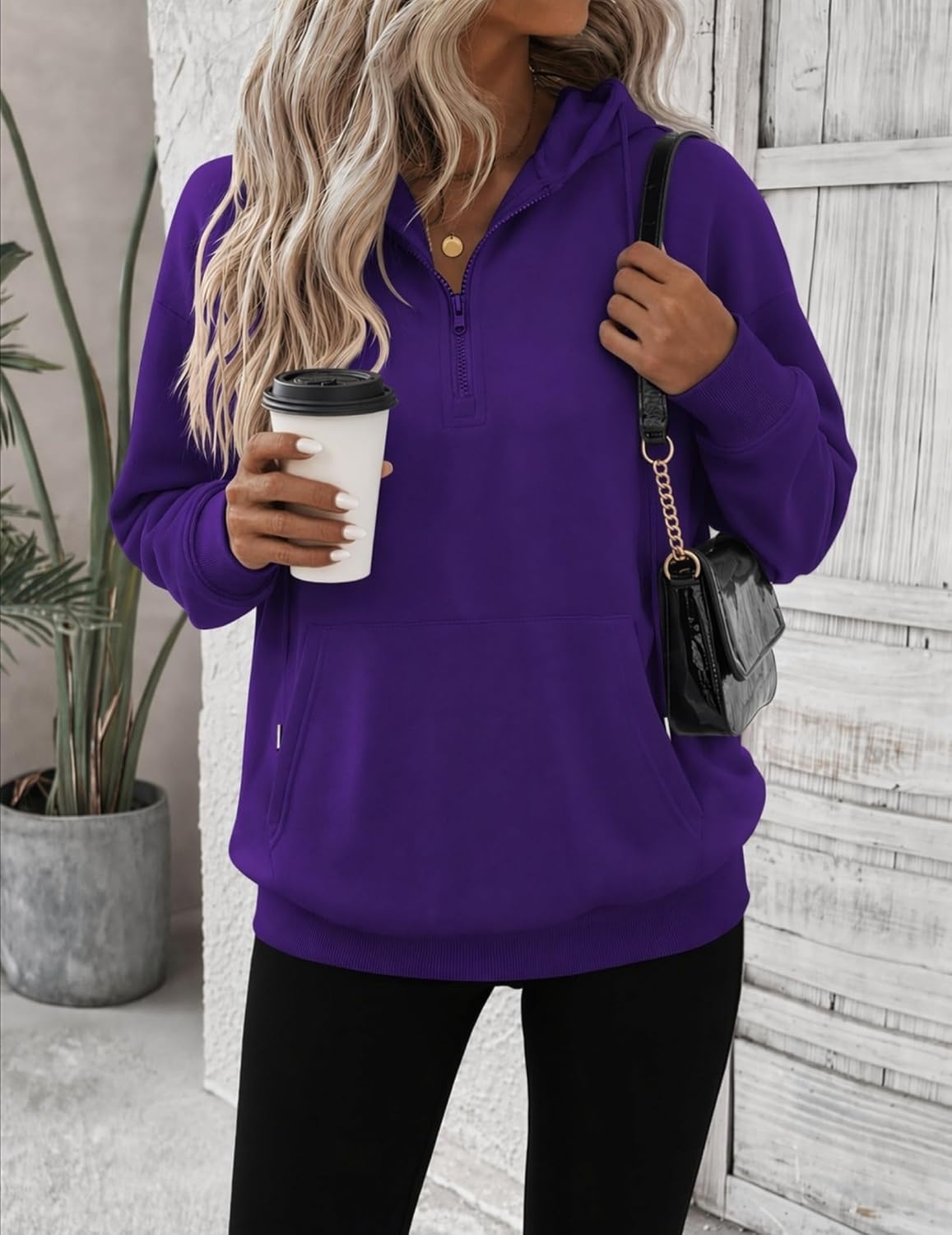 image:imageZeagoo Hoodies for Women Half Zip Up Oversized Sweatshirt Fall Clothes 2026Purple