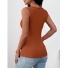 Zeagoo Womens Square Neck Ribbed Tank Tops 2026 Summer Sleeveless Shirts(Caramel)
