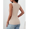 Zeagoo Womens Square Neck Ribbed Tank Tops 2026 Summer Sleeveless Shirts(Light Khaki)
