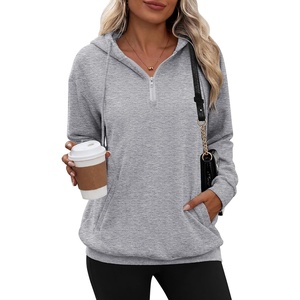 Zeagoo Hoodies for Women Half Zip Up Oversized Sweatshirt Fall Clothes 2026(01-grey)