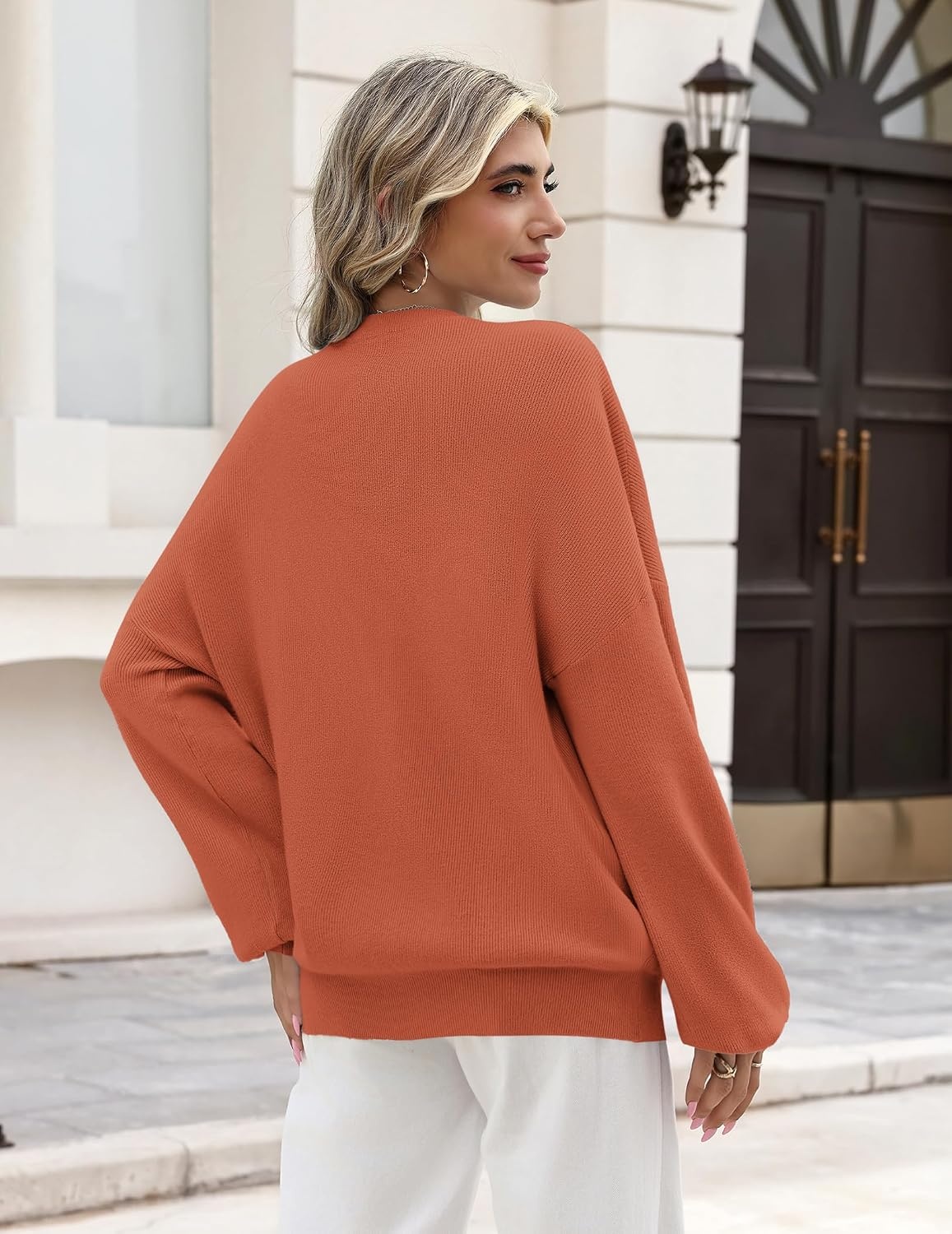 image:imageZeagoo Oversized Sweater for Women 2026 Crewneck Long Sleeve Fall ClothesOrange