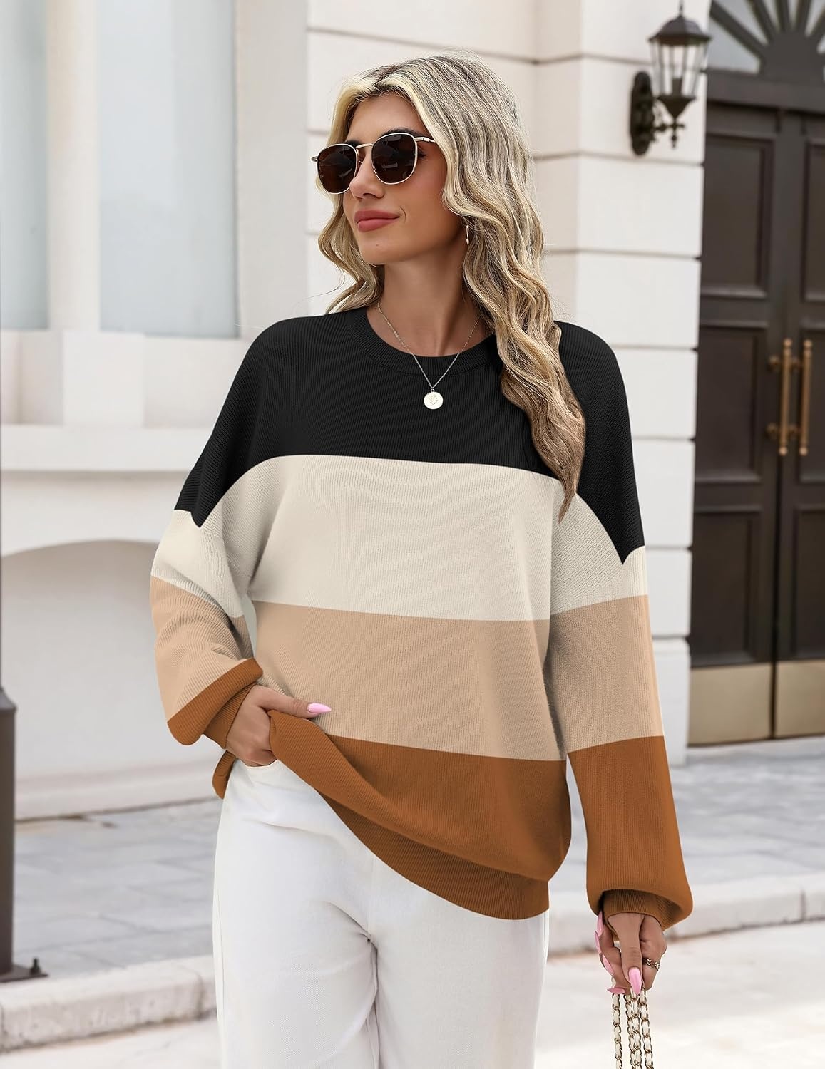 image:imageZeagoo Oversized Sweater for Women 2026 Crewneck Long Sleeve Fall ClothesTw638