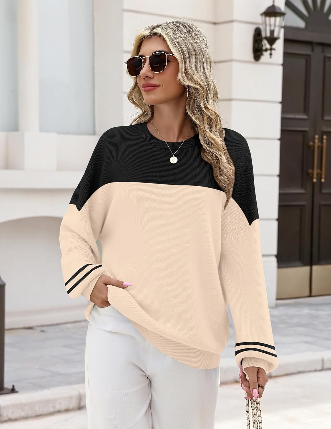 image:imageZeagoo Oversized Sweater for Women 2026 Crewneck Long Sleeve Fall ClothesTw724