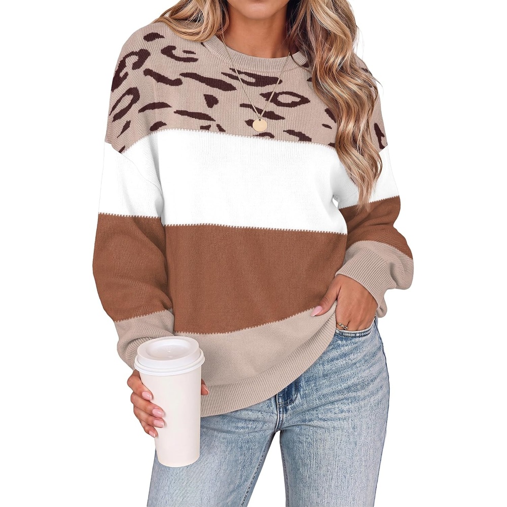 image:imageZeagoo Oversized Sweater for Women 2026 Crewneck Long Sleeve Fall ClothesJh722