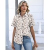 Zeagoo Button Down Shirts for Women Short Sleeve Tops Dressy Casual Blouses(An443-apricot)