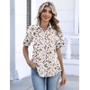 Zeagoo Button Down Shirts for Women Short Sleeve Tops Dressy Casual Blouses(An443-apricot)