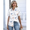 Zeagoo Button Down Shirts for Women Short Sleeve Tops Dressy Casual Blouses(Bf290-white Flowers)