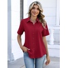 Zeagoo Button Down Shirts for Women Short Sleeve Tops Dressy Casual Blouses(Burgundy)