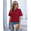 Zeagoo Button Down Shirts for Women Short Sleeve Tops Dressy Casual Blouses(Burgundy)