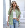 Zeagoo Button Down Shirts for Women Short Sleeve Tops Dressy Casual Blouses(Green Florals)