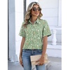 Zeagoo Button Down Shirts for Women Short Sleeve Tops Dressy Casual Blouses(Green Florals)