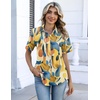 Zeagoo Button Down Shirts for Women Short Sleeve Tops Dressy Casual Blouses(Jh579-multicolored)