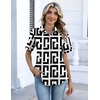 Zeagoo Button Down Shirts for Women Short Sleeve Tops Dressy Casual Blouses(Jh608- Geometry)