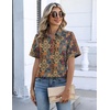 Zeagoo Button Down Shirts for Women Short Sleeve Tops Dressy Casual Blouses(Mz721-multicolored)