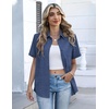 Zeagoo Button Down Shirts for Women Short Sleeve Tops Dressy Casual Blouses(Navy Blue)