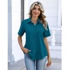 Zeagoo Button Down Shirts for Women Short Sleeve Tops Dressy Casual Blouses(Teal Blue)
