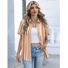 Zeagoo Button Down Shirts for Women Short Sleeve Tops Dressy Casual Blouses(Tw720-stripe)